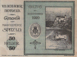 50 HELLER 1920 Stadt WACHAU Niedrigeren Österreich Notgeld Banknote #PE722 - [11] Emisiones Locales