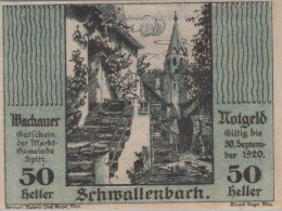 50 HELLER 1920 Stadt WACHAU Niedrigeren Österreich Notgeld Banknote #PE735 - [11] Local Banknote Issues