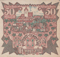 50 HELLER 1920 Stadt TRAGWEIN Oberösterreich Österreich Notgeld Banknote #PF572 - Lokale Ausgaben