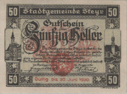 50 HELLER 1920 Stadt STEYR Oberösterreich Österreich Notgeld Banknote #PE707 - [11] Lokale Uitgaven
