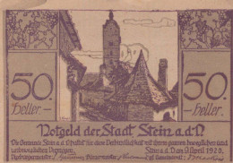 50 HELLER 1920 Stadt STEIN AN DER DONAU Niedrigeren Österreich Notgeld #PE893 - [11] Lokale Uitgaven