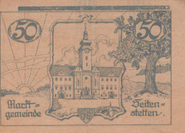 50 HELLER 1920 Stadt SEITENSTETTEN Niedrigeren Österreich Notgeld #PE871 - [11] Local Banknote Issues