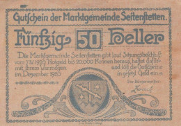 50 HELLER 1920 Stadt SEITENSTETTEN Niedrigeren Österreich UNC Österreich Notgeld #PH043 - [11] Lokale Uitgaven