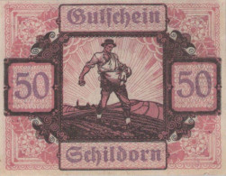 50 HELLER 1920 Stadt SCHILDORN Oberösterreich Österreich Notgeld Banknote #PF202 - [11] Lokale Uitgaven