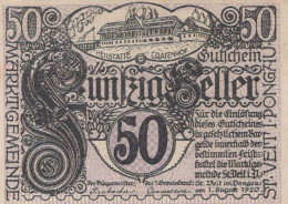 50 HELLER 1920 Stadt SANKT VEIT IM PONGAU Salzburg Österreich Notgeld #PI158 - [11] Emisiones Locales