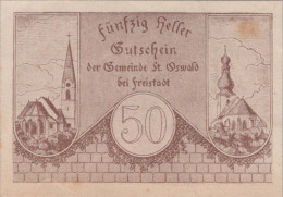 50 HELLER 1920 Stadt SANKT OSWALD BEI FREISTAD Oberösterreich Österreich #PE601 - [11] Lokale Uitgaven