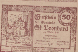 50 HELLER 1920 Stadt SANKT LEONHARD AM WALDE Niedrigeren Österreich #PE667 - [11] Local Banknote Issues