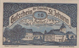 50 HELLER 1920 Stadt SANKT JOHANN IN ENGSTETTEN Niedrigeren Österreich #PE642 - [11] Local Banknote Issues