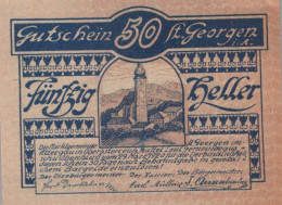 50 HELLER 1920 Stadt SANKT GEORGEN IM ATTERGAU Oberösterreich Österreich Notgeld Papiergeld Banknote #PG678 - [11] Emissioni Locali