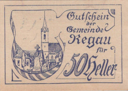 50 HELLER 1920 Stadt REGAU Oberösterreich Österreich Notgeld Banknote #PD955 - [11] Local Banknote Issues
