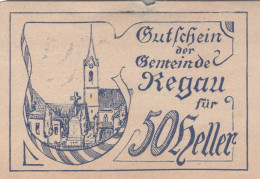 50 HELLER 1920 Stadt REGAU Oberösterreich Österreich Notgeld Banknote #PI241 - Lokale Ausgaben
