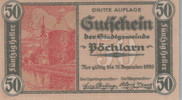 50 HELLER 1920 Stadt PÖCHLARN Niedrigeren Österreich Notgeld Papiergeld Banknote #PG986 - Lokale Ausgaben