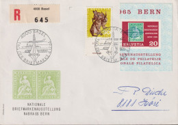 1966 Schweiz R-Brief, Nationale Briefmarkenausstellung NABRA, Zum: W42+J218, Mi: 813+848,ⵙ 4000 BASEL,TAG DER BRIEFMARKE - Filatelistische Tentoonstellingen