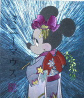 3 Postcards Of Mickey &  1 Minnie (wife Of Mickey!?) -  2 With Japanese Signs - Super Fine: DUFEX  - Miami - Florida - - Disneyworld