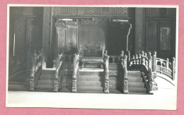 CHINA - Photo - Meili Photographic Studio - PEKING - HALL OF CLASSICS - LECTURE HALL THRONE - 2 Scans - Chine