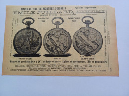 Ancienne Publicité Horlogerie Emile Juillard PORRENTRUY Suisse 1914 - Schweiz