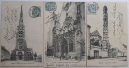 Arras, Eglises; St-Jean-Baptiste, N Dame Des Ardents, Chapelle Ursulines - 3 CPA 1905 - Arras