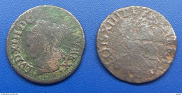 2 Monnaies De Louis XIII Double Tournois 1637E Et 1643A ……. Vendu En L’état (40) - 1610-1643 Luigi XIII Il Giusto