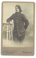 Photo Cdv Sur Carton Soldat Chasseur Alpin Du 24e Régiment ( Photo Gaulard Marseille ) - Guerre, Militaire