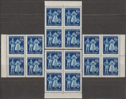 08/ Pof. 115, Complete Border 4-blocks - Unused Stamps