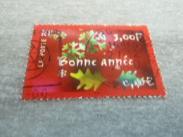 Bonne Année - Cristaux De Neige Et Feuille De Houx - 3f. (0.46 €) - Yt 3363 - Multicolore - Oblitéré - Année 2000 - - Used Stamps
