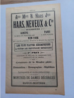 Ancienne Publicité Horlogerie HAAS NEVEUX ET CIE GENEVE Suisse 1914 - Zwitserland