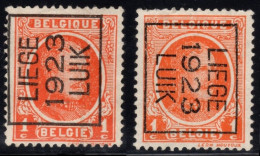 Typo 76 A+B (LIEGE 1923 LUIK) - O/used - Typo Precancels 1922-31 (Houyoux)