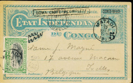 BELGIAN CONGO  PS SBEP 31 TT ANSWER "BOMA CARTE INCOMPLETE" FROM MATADI 12.09.1911 TO IXELLES - Enteros Postales