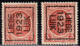 Typo 82 A+B (LIEGE 1923 LUIK) - O/used - Typo Precancels 1922-31 (Houyoux)