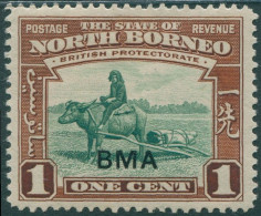 Malaysia North Borneo 1945 SG320 1c Green And Red-brown Buffalo Transport BMA Ov - Borneo Septentrional (...-1963)