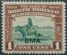 Malaysia North Borneo 1945 SG320 1c Green And Red-brown Buffalo Transport BMA Ov - Nordborneo (...-1963)