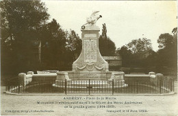 Carte Postale Andrésy Place De La Mairie Monument Commémoratif Héros Grande Guerre 14/18 Circulé - Andresy