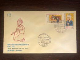 TURKEY FDC COVER 1980 YEAR AVICENNA IBN SINA HEALTH MEDICINE STAMPS - FDC