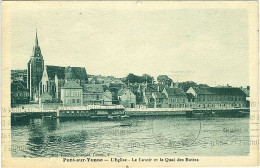 Carte Postale Pont Sur Yonne L'Eglise, Le Lavoir Et Le Quai Des Buttes Circulé Cachet Du 19/9/28 (2 Scans) - Pont Sur Yonne