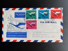 GERMANY 1955 FIRST FLIGHT COVER HAMBURG TO NEW YORK 08-06-1955 DUITSLAND DEUTSCHLAND - Brieven En Documenten