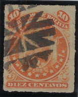 Bolivia 1897 Stamp Coat Of Arms 11 Stars 10 Centavos Cents Cancel Postmark Fance Mute Cancel - Bolivia