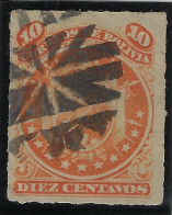 Bolivia 1897 Stamp Coat Of Arms 11 Stars 10 Centavos Cents Cancel Postmark Fance Mute Cancel - Bolivië