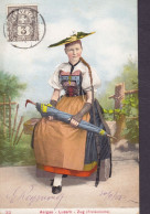 Switzerland PPC Aargau Luzern Zug Trachten Dress Maximum Frontside Franked GENEVE 1908 COPENHAGUE (2 Scans) - Autres & Non Classés