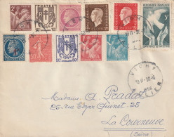 1 L à 15.00fr Du 30/10/1956 Avec 11 Timbres D'usage Courant En Emploi Tardif....EXCEPTIONNEL...à Voir - Altri & Non Classificati