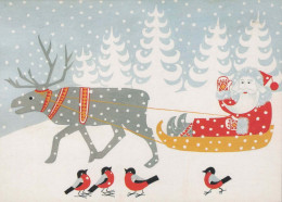 SANTA CLAUS Happy New Year Christmas DEER Vintage Postcard CPSM #PBB215.GB - Santa Claus