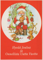 SANTA CLAUS ANIMALS CHRISTMAS Holidays Vintage Postcard CPSM #PAK598.GB - Santa Claus