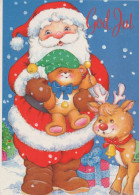 SANTA CLAUS ANIMALS CHRISTMAS Holidays Vintage Postcard CPSM #PAK532.GB - Santa Claus