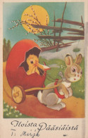PASCUA CONEJO POLLO HUEVO Vintage Tarjeta Postal CPA #PKE329.ES - Easter