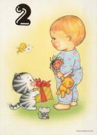 JOYEUX ANNIVERSAIRE 2 Ans KID ENFANTS Vintage Carte Postale CPSM #PBU012.FR - Compleanni
