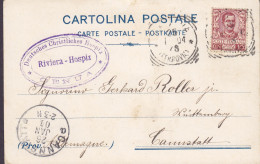 Italy PPC Genova. Veduta Dalla Lanterna. (Purple) Deutsches Christliches Hospiz GENUA GENOVA 1904 CANNSTATT (2 Scans) - Marcofilie