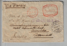 Brasilien 1941-05-28 Sap Paulo Brief Nach Zürich Weitergeleitet Nach Zermatt Freistempel 9000RS - Storia Postale