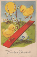 OSTERN HUHN KINDER Vintage Ansichtskarte Postkarte CPA #PKE267.DE - Pascua