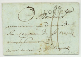 54 L'ORIENT Lorient Hennebont Pour Saint-Tropez Marine Lettre De Soldat - 1801-1848: Precursori XIX