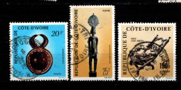 - COTE D'IVOIRE - 1976 -YT N° 399 / 401 - Oblitérés -  Art Ivoirien - Côte D'Ivoire (1960-...)