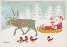 WEIHNACHTSMANN SANTA CLAUS Neujahr Weihnachten HIRSCH Vintage Ansichtskarte Postkarte CPSM #PBB218.DE - Santa Claus